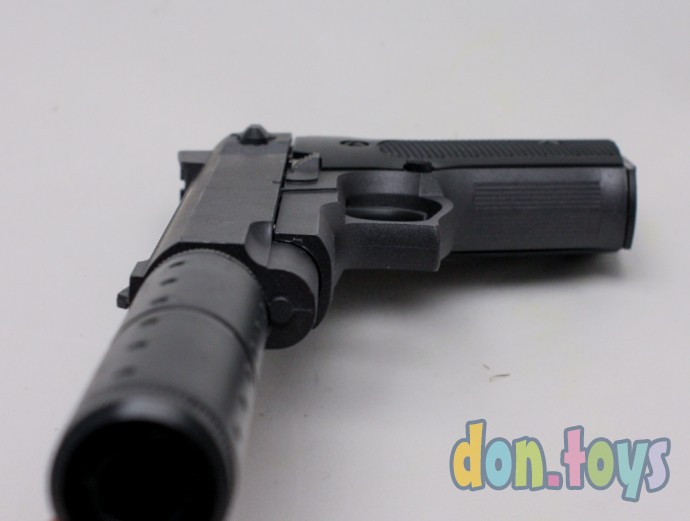 ​Детский металлический пистолет с глушителем на пластиковых пульках, арт. K-33A, фото 3