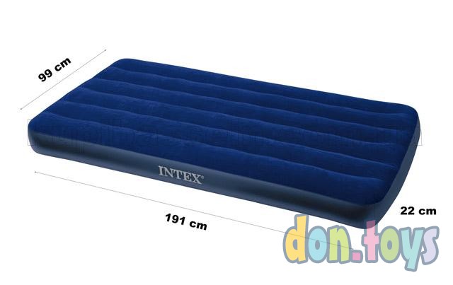 ​Односпальный надувной матрас Intex арт. 68757 Classic Downy Bed, 99 х 191 х 22 см, фото 2