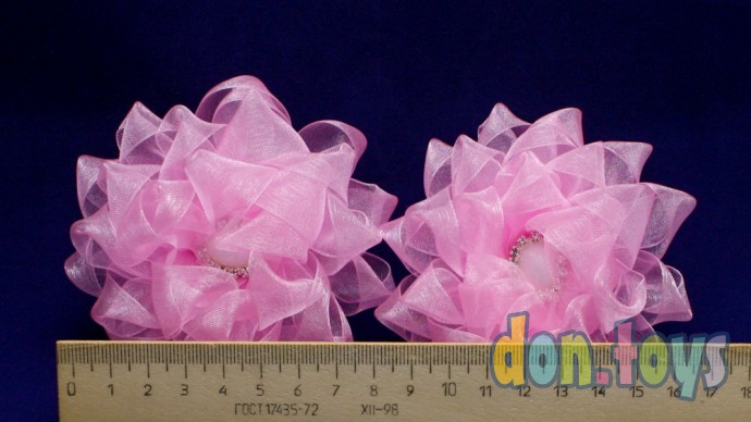 ​Резинки для волос Розовые цветы из органзы с красивой серединкой, фото 6