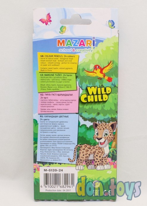 ​Карандаши цветные WILD CHILD, Mazari, шест.корпус, 24 цвета, арт. М-6139-24, фото 4