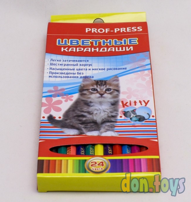 ​Цветные карандаши пластик. Пушистые котята, 24 цв., арт. К-7432, фото 4