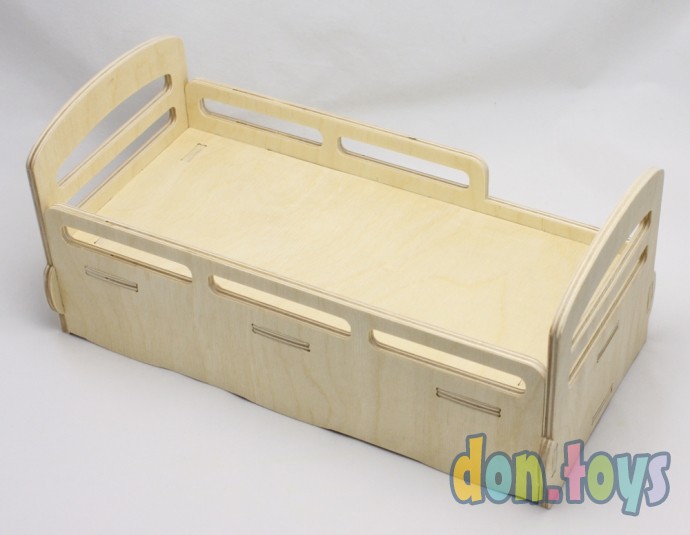 Деревянная кроватка для кукол типа Барби с выдвижным ящиком, фото 26