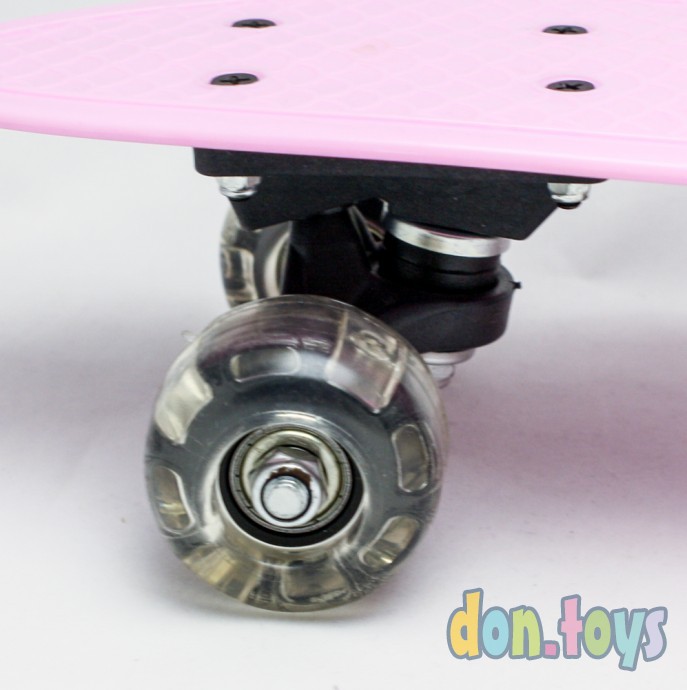 ​Пенни борд (скейт), аналог, бледно-розовый светящиеся колеса, фото 7