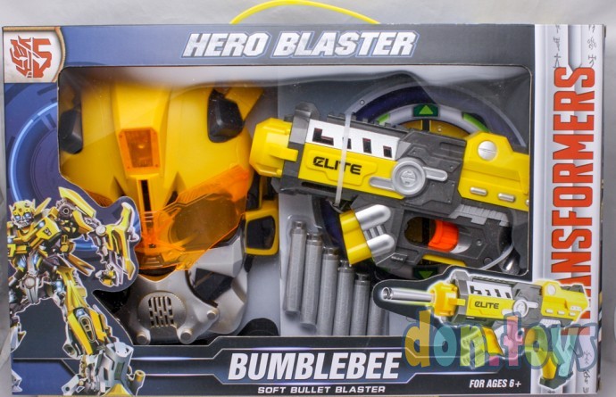 Игровой набор Bumblebee, пистолет с мягкими пулями и маска, арт.401, фото 1