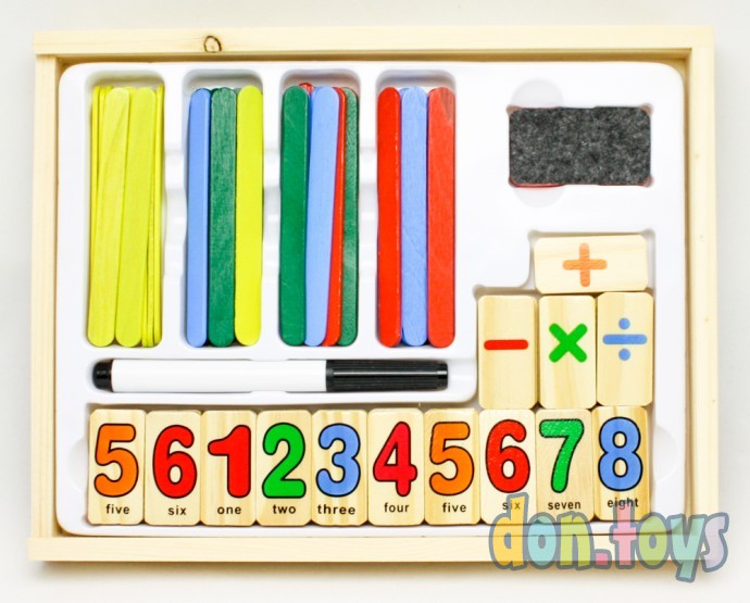 ​Набор первоклассника деревянный: палочки, цифры, досточка, маркер для рисования, фото 2