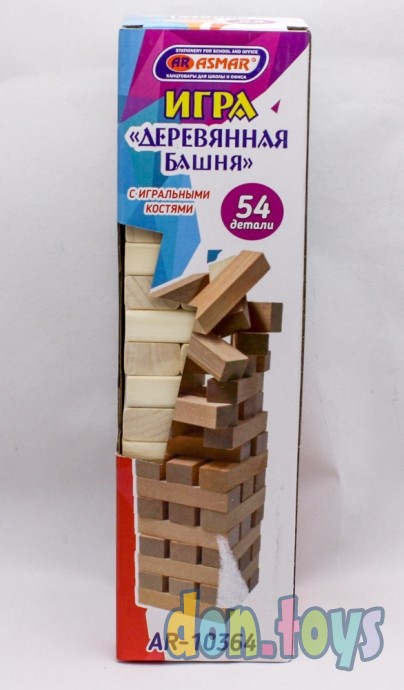 ​Игра Деревянная башня 54 бруска, с игральными костями, арт. AR-10364, фото 5