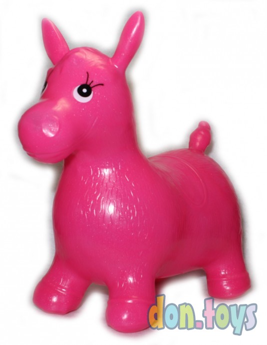 ​Лошадка прыгун резиновая блестящая, розовая, фото 1