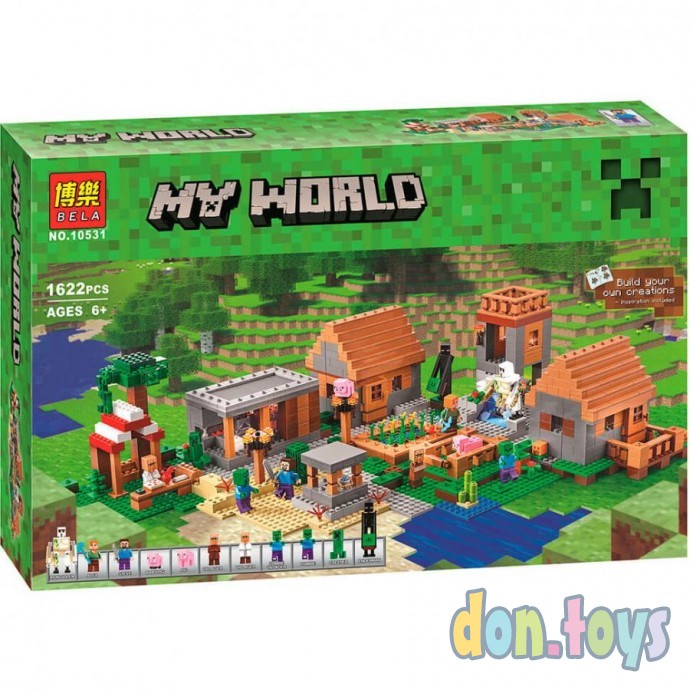 ​Конструктор Bella Деревня Micro World Майнкрафт 1622 деталей (Minecraft 10531), фото 1