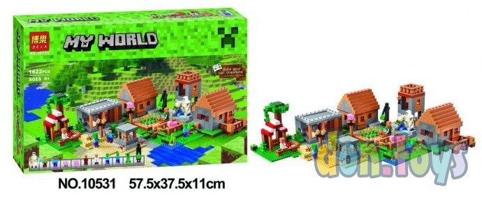 ​Конструктор Bella Деревня Micro World Майнкрафт 1622 деталей (Minecraft 10531), фото 2