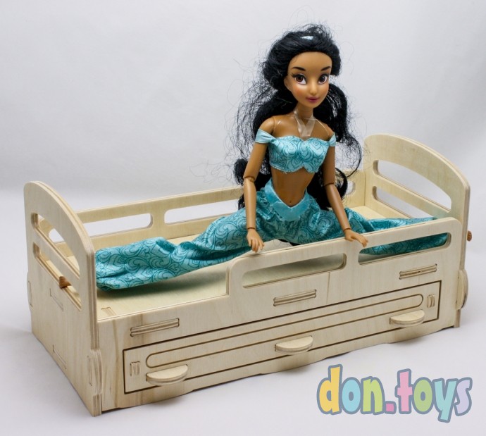 Деревянная кроватка для кукол типа Барби с выдвижным ящиком, фото 37