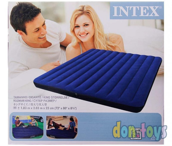 ​Надувной матрас Classic Downy Bed, 183х203х22 см Intex 68755, фото 1