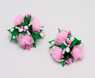 Резинки для волос Букетики из роз с бусинками и капельками, 2 шт.
