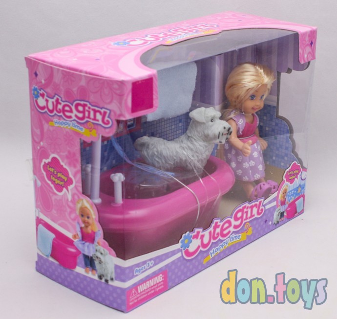 ​Игровой набор Кукла 11 см с ванной и собачкой, фото 5