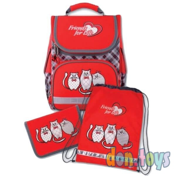 ​Набор для школьницы: ранец, пенал, сумка д/обуви, Три котика, фото 1