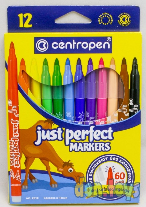​Фломастеры 12 цветов Centropen 2510 Perfect, 3.9 мм невысыхаемые, арт. 2468410, фото 1