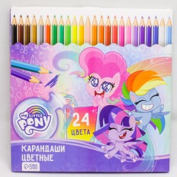 ​Карандаши 24 цвета "Пинки Пай" заточенные, шестигранные, My Little Pony, арт. 5276458 (лицензия)