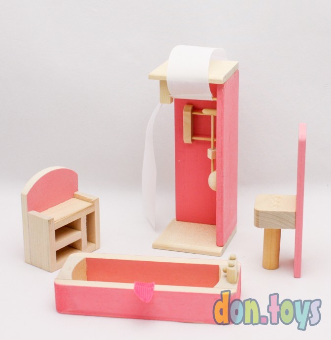 ​Мебель для кукол деревянная Ванная комната, 4 предмета, арт. ИД-3817, фото 5