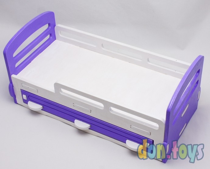 ​Деревянная кроватка для кукол типа Барби с выдвижным ящиком (ручная работа окрашенная), фото 10