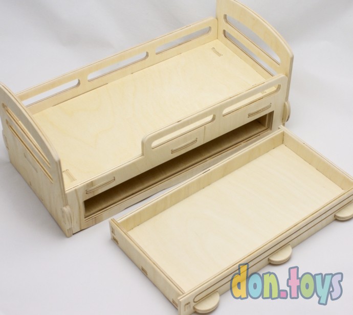 Деревянная кроватка для кукол типа Барби с выдвижным ящиком, фото 29