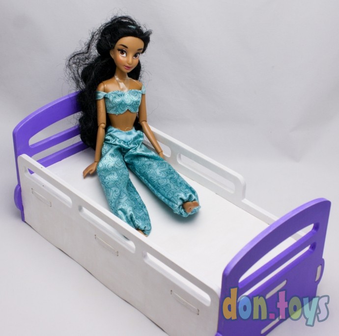 ​Деревянная кроватка для кукол типа Барби с выдвижным ящиком (ручная работа окрашенная), фото 16