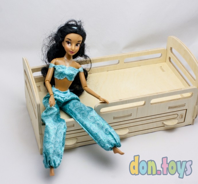 Деревянная кроватка для кукол типа Барби с выдвижным ящиком, фото 34