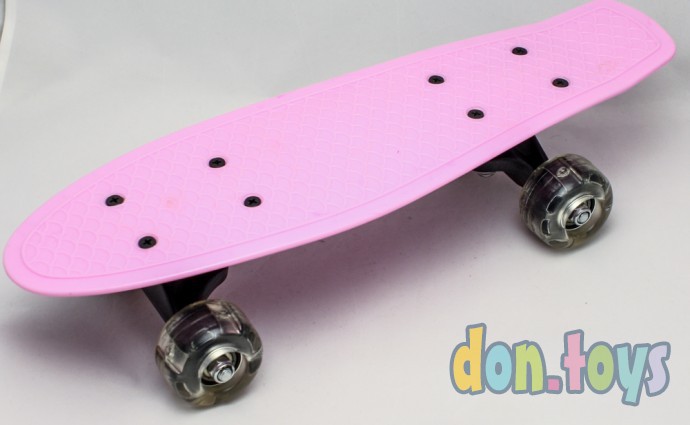 ​Пенни борд (скейт), аналог, бледно-розовый светящиеся колеса, фото 1