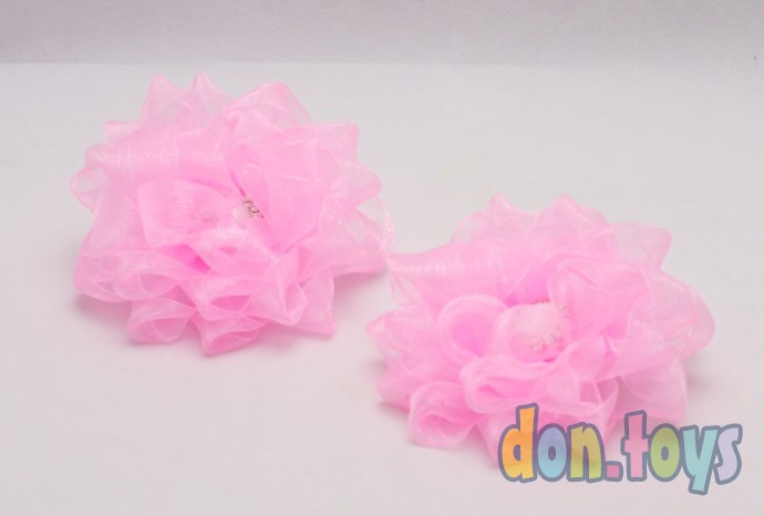 ​Резинки для волос Розовые цветы из органзы с красивой серединкой, фото 2