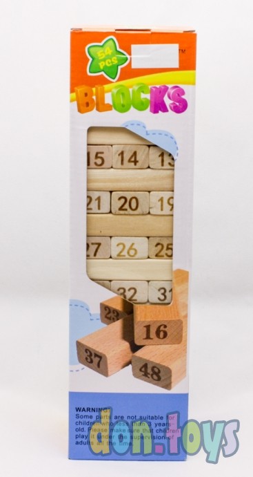 ​Настольная игра Башня (Джанга), 54 бруска с цифрами и игральными костями, арт. AR-10364, фото 3