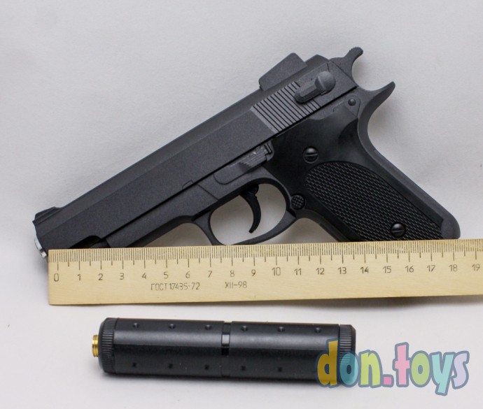 ​Детский металлический пистолет с глушителем на пластиковых пульках, арт. K-33A, фото 6