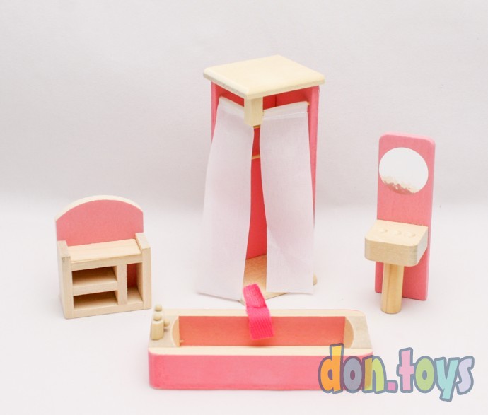 ​Мебель для кукол деревянная Ванная комната, 4 предмета, арт. ИД-3817, фото 1