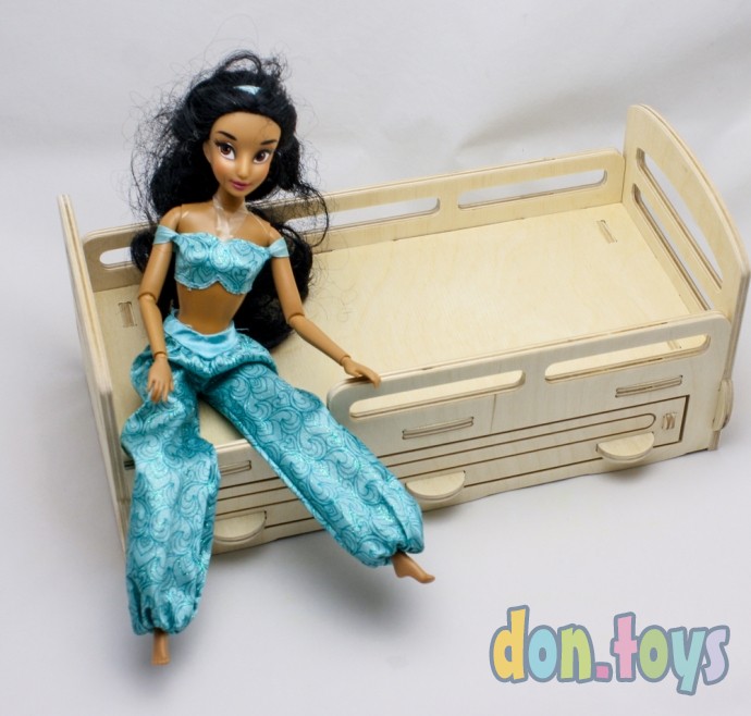 Деревянная кроватка для кукол типа Барби с выдвижным ящиком, фото 36