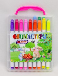 Фломастеры Asmar 18 цветов в пластиковом пенале, арт.AR-976-18