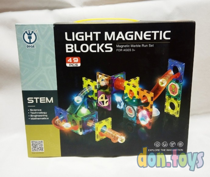 ​Магнитный конструктор со светом, 49 деталей Light Magnetic Blocks, фото 1