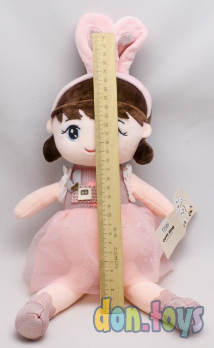 ​Кукла мягкотелая в шапочке с ушками, кремовое платье, фото 2