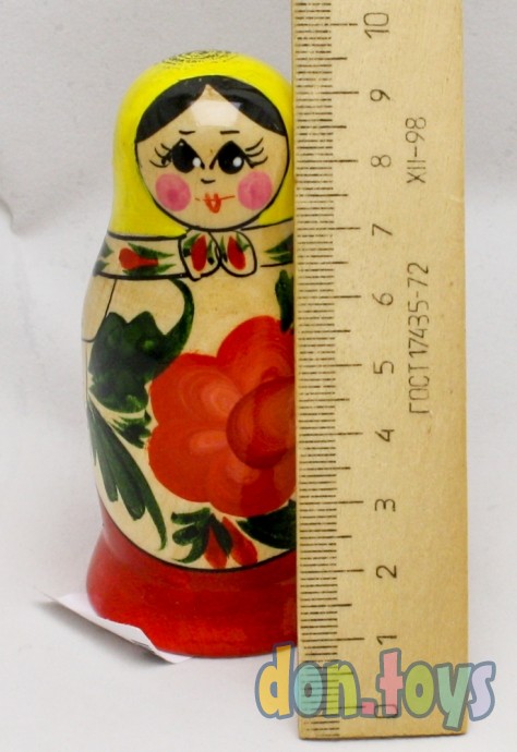 ​Матрёшка «Варвара», желтый платок, 4 кукольная, 9 см, ручная работа, арт. 1040179, фото 4
