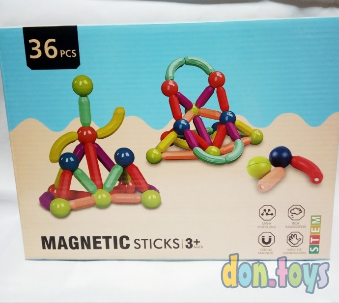 ​Магнитный конструктор Magnetic Sticks, 36 деталей, фото 1