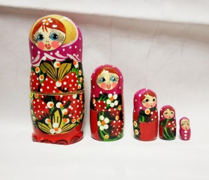 ​Матрёшка 5-ти кукольная "Катя" ягоды , 12-13 см, ручная роспись, арт. 6032601