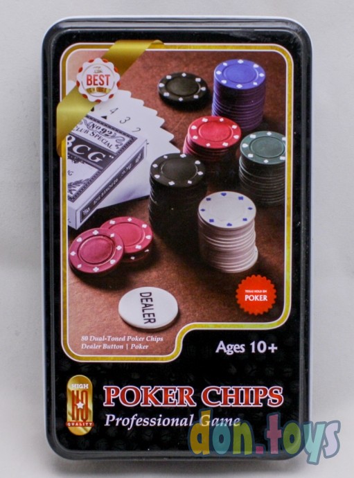 Набор для покера Professional Poker в металлическом футляре, 80 фишек, арт. ИН-3728, фото 1