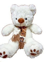Мягкая игрушка Медведь, молочного цвета в шарфе, 50 см