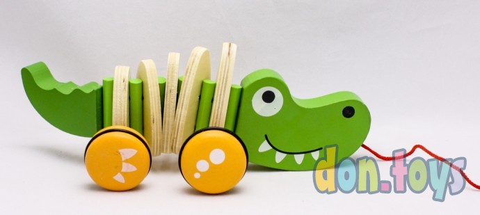 Деревянная игрушка Каталка Крокодил, арт. MD0988, фото 5