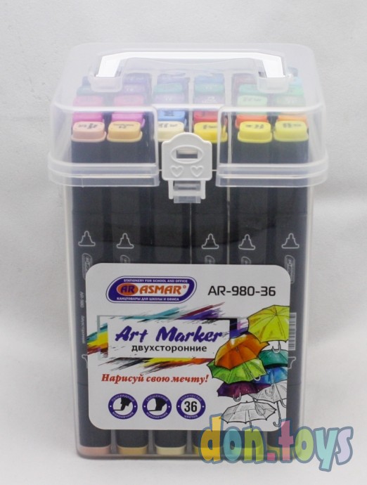 ​Маркеры для скетчинга ART MARKER ASMAR, 36 цв, двусторонние, арт. AR-980-36, фото 1