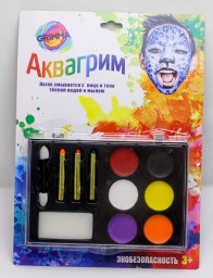 ​Набор аквагрима Краски для детей, 6 цветов, карандаш 3 шт, арт. КС-4626