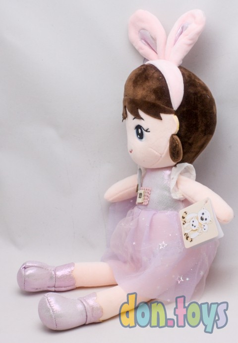 ​Кукла мягкотелая в шапочке с ушками, сиреневое платье, фото 4