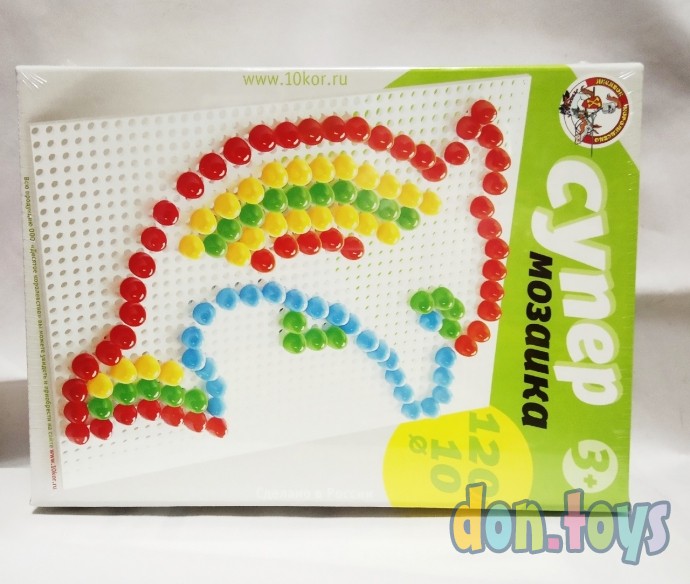 ​Пластмассовая мозаика для детей «Супер», 120 элементов, d10, 5 цветов, арт. 02016, фото 3