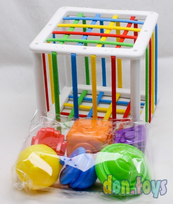 ​Развивающая игрушка-сортер квадрат «Цветные резиночки», фото 1