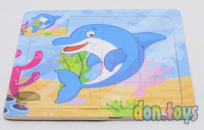 ​Пазл-рамка деревянная. 15x15 Дельфин (16 деталей), арт. G145, фото 2