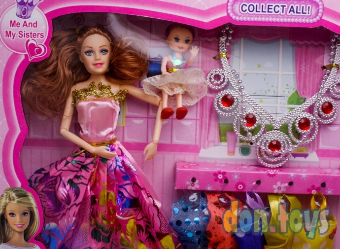 ​Набор кукла Принцесса шарнирная, гардероб с аксессуарами, арт 698B, фото 4
