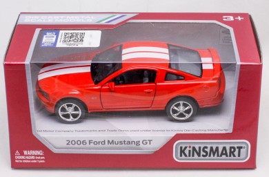​Машинка металлическая KINSMART инерция, 1:38 Ford Mustang GT, арт. 5091