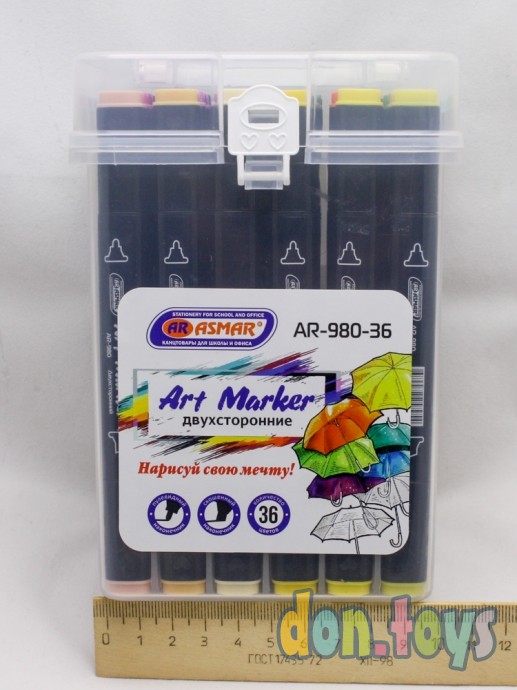 ​Маркеры для скетчинга ART MARKER ASMAR, 36 цв, двусторонние, арт. AR-980-36, фото 5
