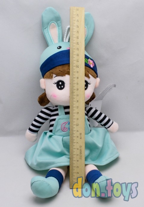 ​Кукла мягкая в шапочке с ушками, сиреневое платье, фото 4